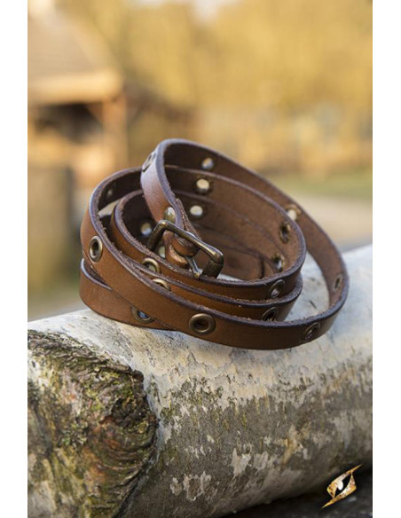 Brown leather multi strap bracelet,...