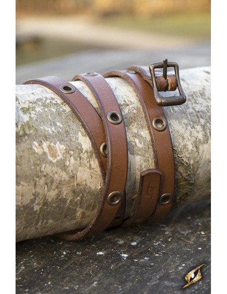 Brown leather multi strap bracelet,...