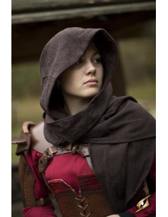 Hood with medieval shawl model Altaïr dark brown