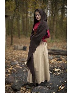 Hood with medieval shawl model Altaïr dark brown 2