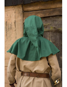 Medieval hood with green shoulder covers 2