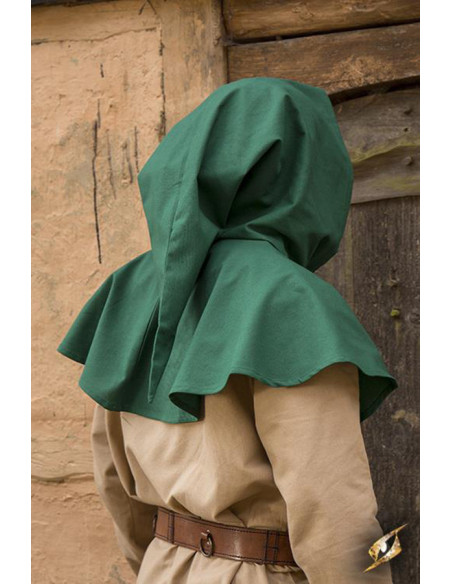 Medieval hood with green shoulder covers Medieval hood with green shoulder covers