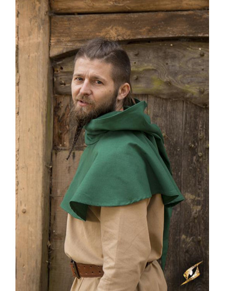 Medieval hood with green shoulder covers Medieval hood with green shoulder covers