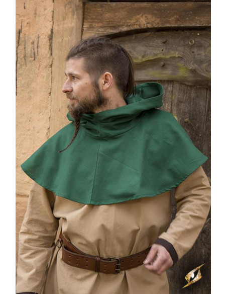 Medieval hood with green shoulder covers Medieval hood with green shoulder covers