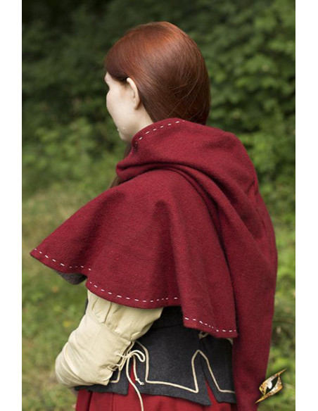 Medieval hood with epaulettes, dark red Medieval hood with epaulettes, dark red