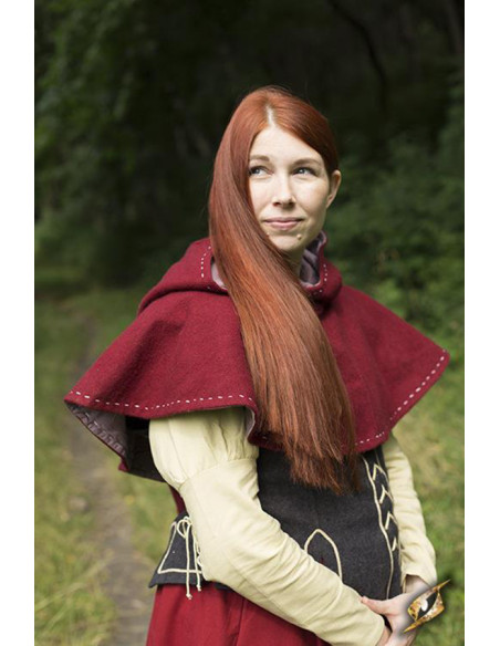 Medieval hood with epaulettes, dark red Medieval hood with epaulettes, dark red