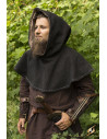 Medieval hood with epaulettes, gray color