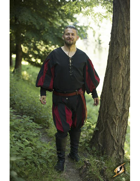 Lansquenet mercenary pants, black-red