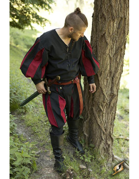 Lansquenet mercenary pants, black-red
