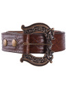 Celtic long leather belt with wolves, 170 cm.