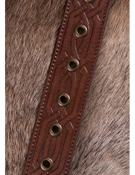 Celtic long leather belt with wolves,...