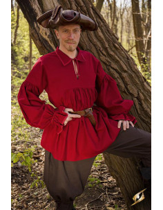 Renaissance cotton shirt Aramis, dark red
