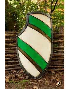 Green/White Medieval Knight Shield in latex, 80x52 cm.