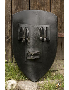 White/Gold Medieval Knight Lions Shield in latex, 80x50 cm. 2