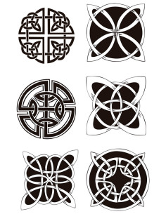 Temporary tattoo with Celtic and Viking knots and symbols