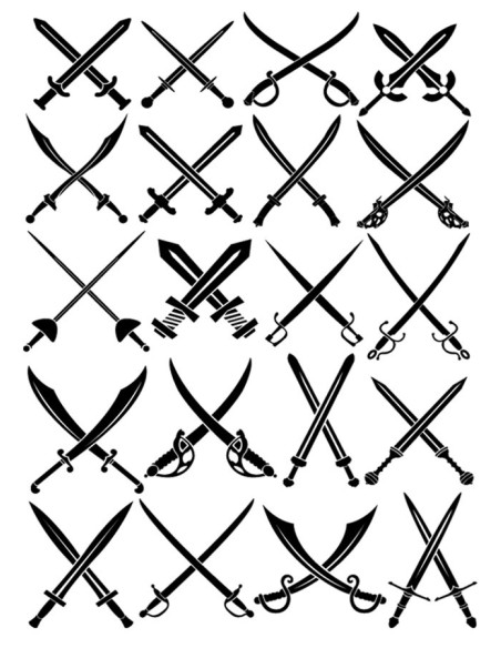 Temporary tattoo with 20 types of swords