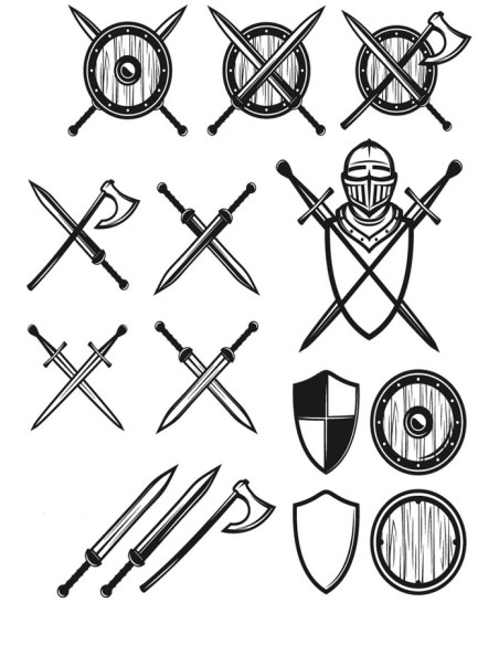 Temporary tattoo with types of swords...
