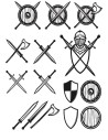 Temporary tattoo with types of swords and medieval shields