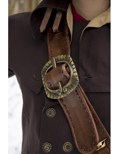 Brown leather pirate crossbody bag