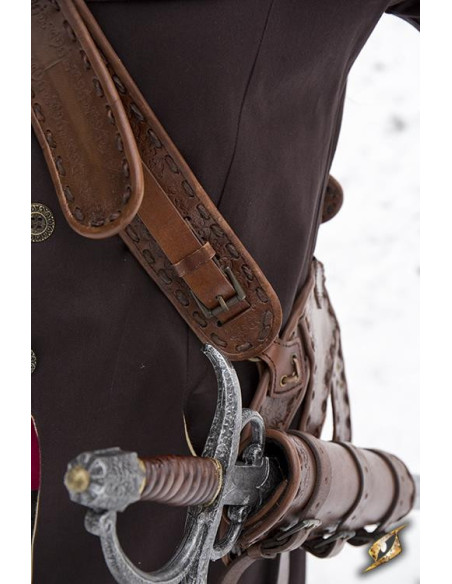 Brown leather pirate crossbody bag