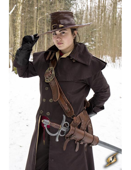 Brown leather pirate crossbody bag