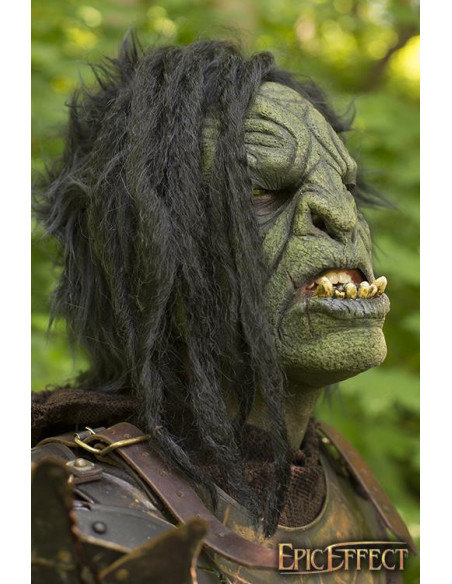 Green Brute Orc mask with hair