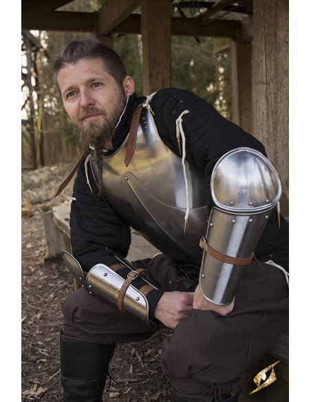 Bracers and elbows of medieval steel...
