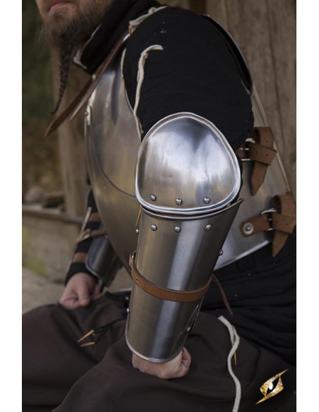 Bracers and elbows of medieval steel...