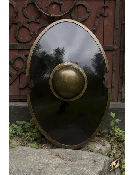 Black Roman elliptical shield, 70x45 cm.