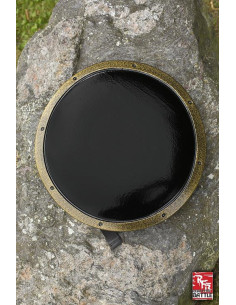 Medieval black latex buckler for LARP, ø36 cm