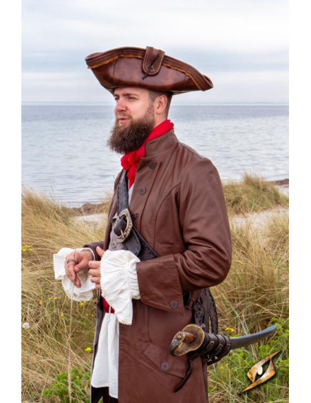 Brown pirate hat in synthetic leather Brown pirate hat in synthetic leather