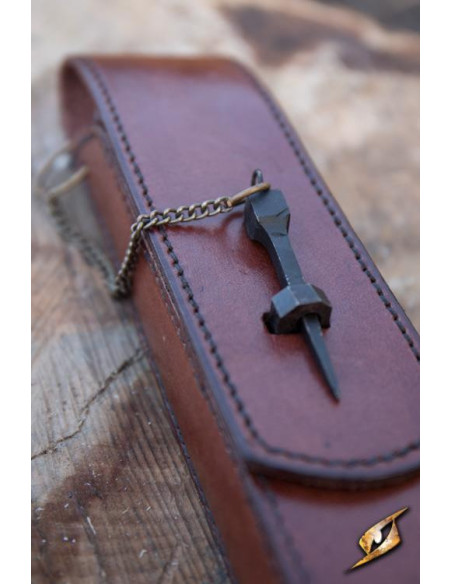 Medieval cutlery with brown cover:...