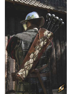 Imperial leather quiver for LARP, brown leather