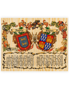 Coat of Arms 2 Surnames on wood (40x30 cms.)
