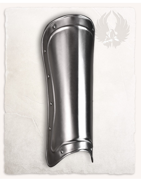 Georg medieval greaves in polished steel