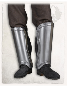 Georg medieval greaves in polished steel