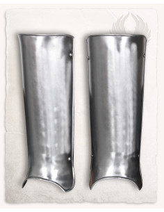 Gustav medieval greaves in polished steel