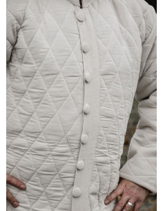 Long quilted gambeson with buttons, natural color 2
