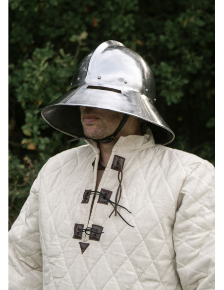 Long quilted gambeson with wool...