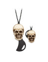 Mini pocket knife with chain and Skull handle, blade 3 cm.