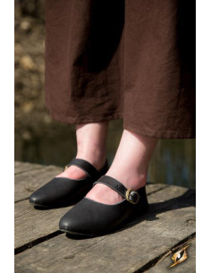 Black Astrid medieval shoes for women 2