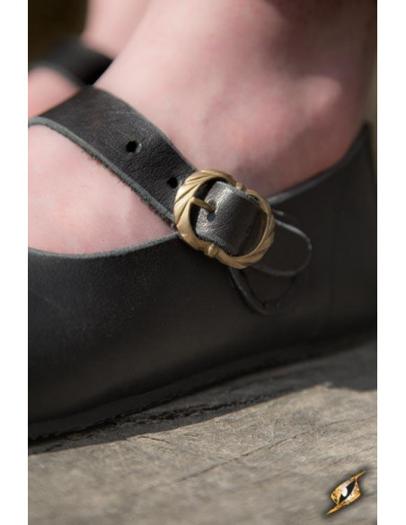 Black Astrid medieval shoes for women