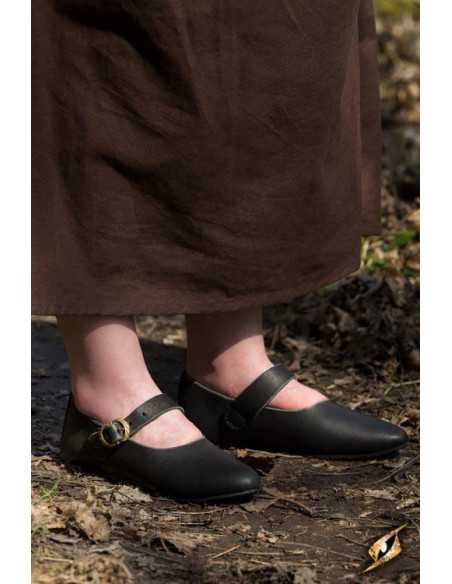 Black Astrid medieval shoes for women