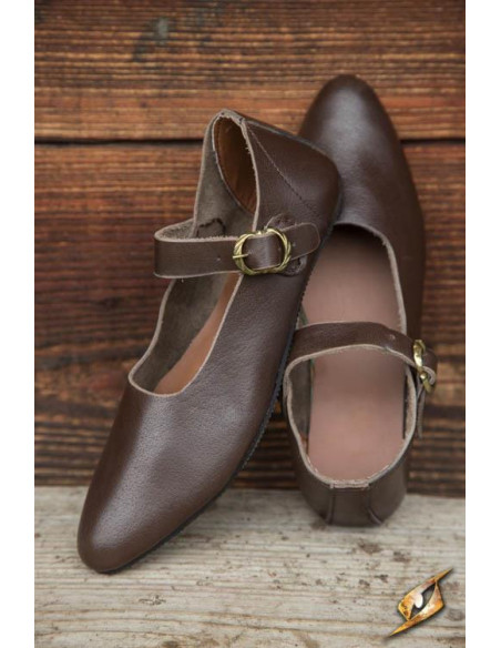 Brown Astrid medieval shoes for women