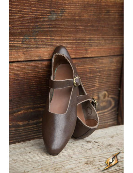 Brown Astrid medieval shoes for women