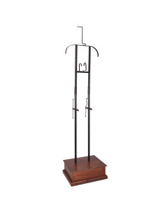 Universal metal frame support with wooden pedestal