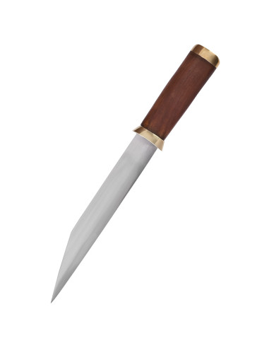 Seax knife carbon steel blade, brown suede sheath