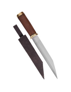 Seax knife carbon steel blade, brown suede sheath 2