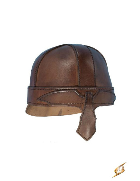 Medieval spangenhelm helmet in brown...