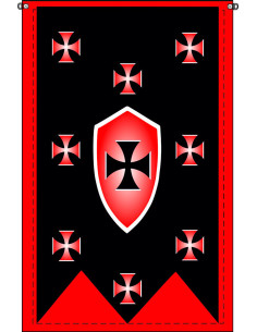 Black-red Medieval Banner with Templar Crosses